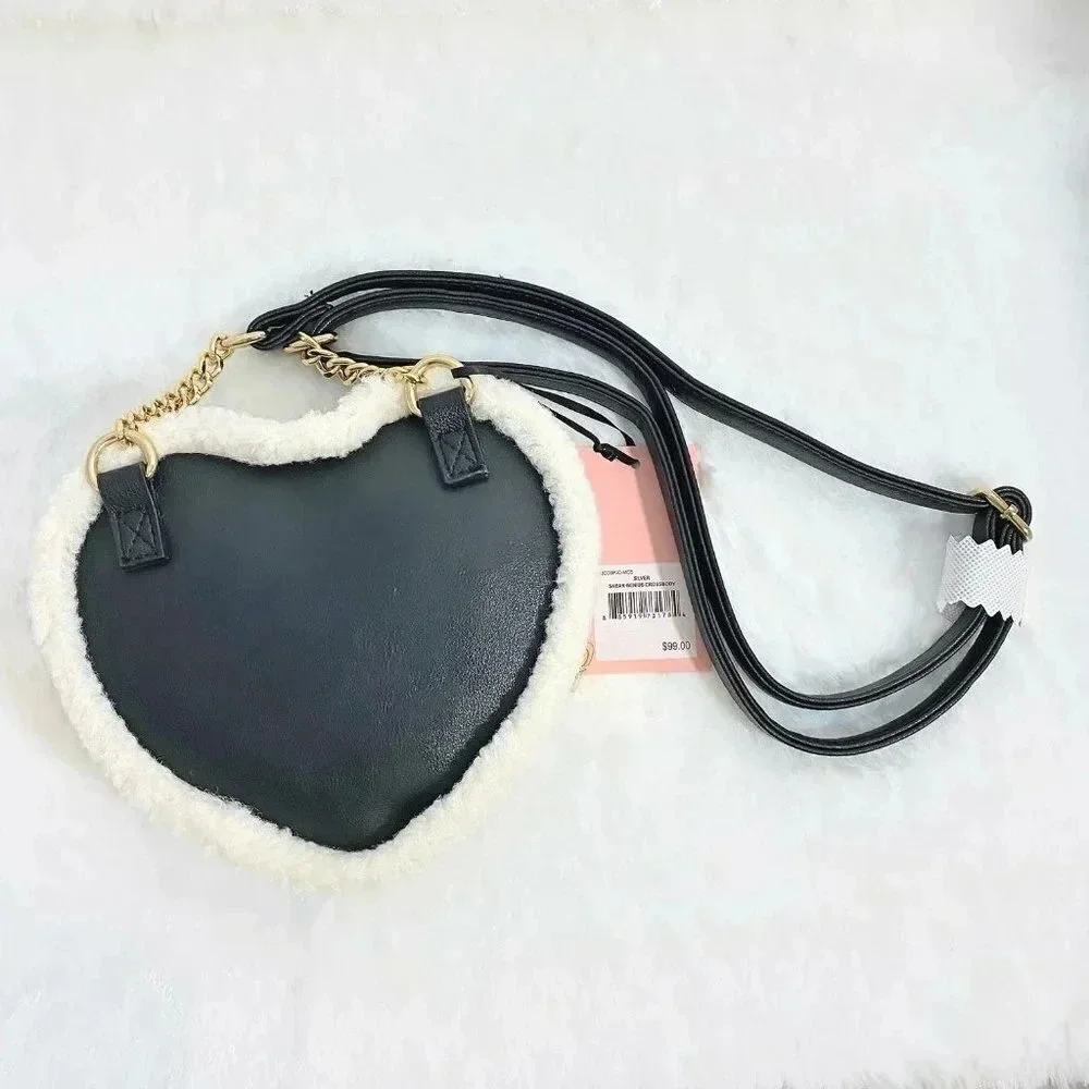 Juicy Couture Silver Black Shear Genius Iridescent Metallic Heart Shape Bag NWT